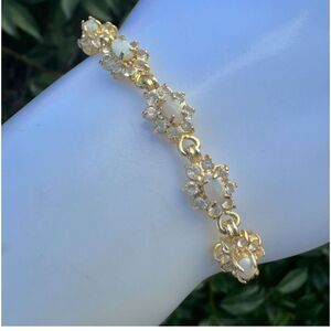 Gold tone opal cubic zirconia  bracelet